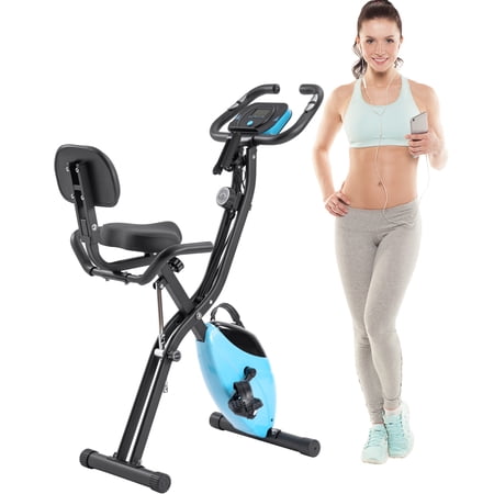 Folding Exercise Bike Level Adjustable Resistance Arm Bands and Comfortable