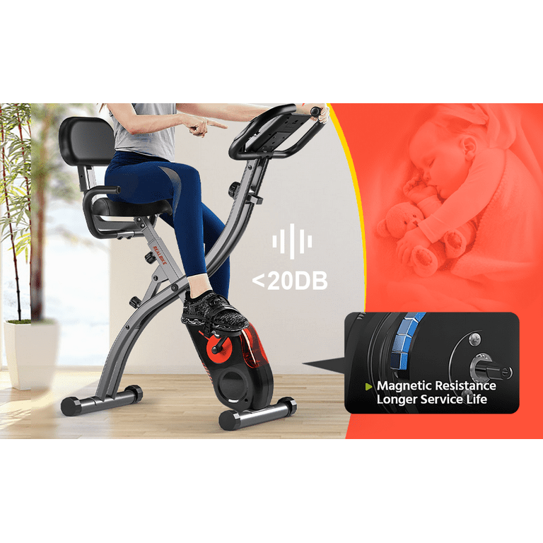 Folding Exercise Bike Magnetic Foldable Stationary Bike 3 in 1 Mode Indoor Upright Fitness Workout X Bike with 8 Level Resistance and Arm Resistance Band Pulse Sensor Walmart