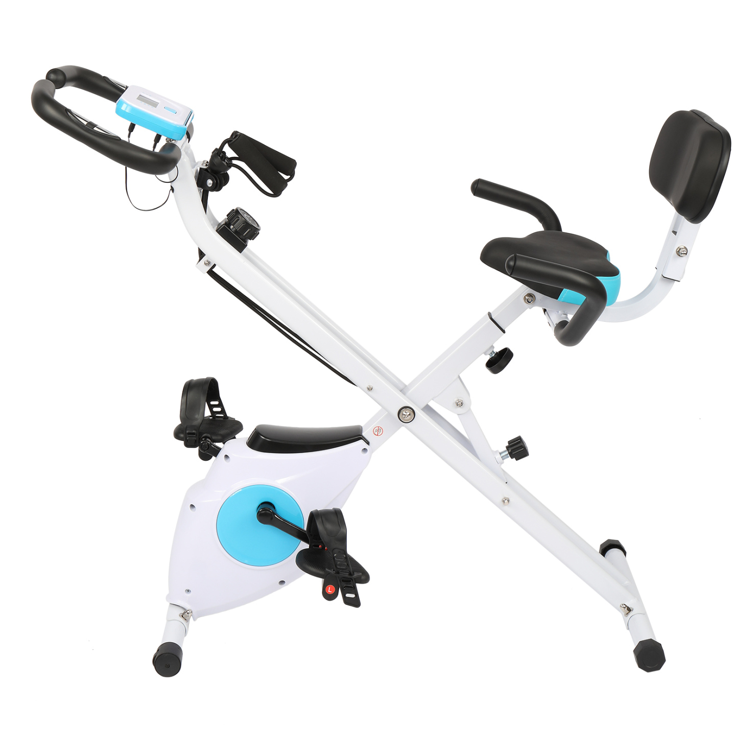 Folding Exercise Bike with Resistance Bands, Exercise Cycling with Comfortable Seat Cushion,8