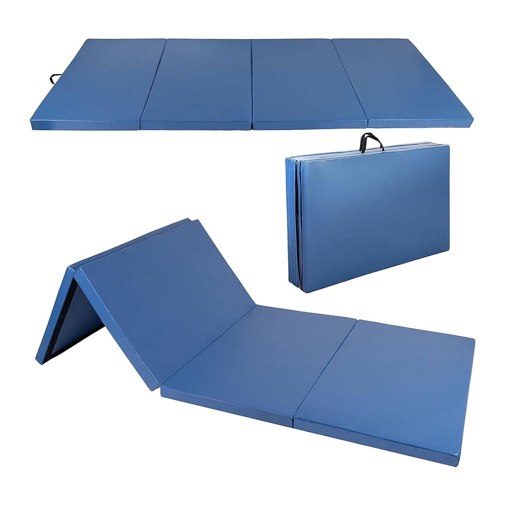 Folding Exercise Mat, 4'x8' Gymnastics Mat with 2 Handles for Pilates