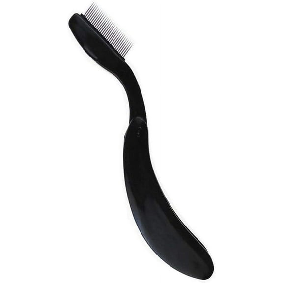 Folding Eyelash Comb Eyelash Separator Curler Portable Stainless Steel Teeth Eyebrow Comb Cosmetic Tool (Black)