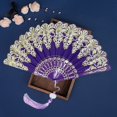 thumbnail image 1 of Folding Fans Chinese Style Handheld Fans Vintage Silk Fabric Holding Fan Foldable for Wedding Dancing Cosplay Party Wall Decoration, 1 of 6