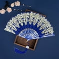 thumbnail image 1 of Folding Fans Chinese Style Handheld Fans Vintage Silk Fabric Holding Fan Foldable for Wedding Dancing Cosplay Party Wall Decoration, 1 of 6