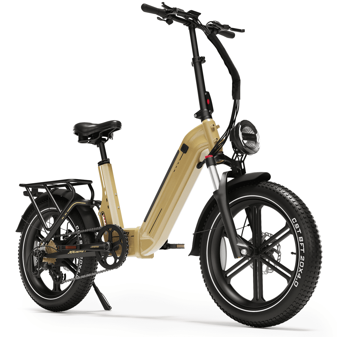 Folding Fat Tire Electric Bike for Adults, 1500W Peak 28MPH, 48V 20Ah LG Battery 63‑Mile Range, 20" x 4.0" All‑Terrain Ebike, Shimano 7‑Speed, UL 2849 Certified, Khaki