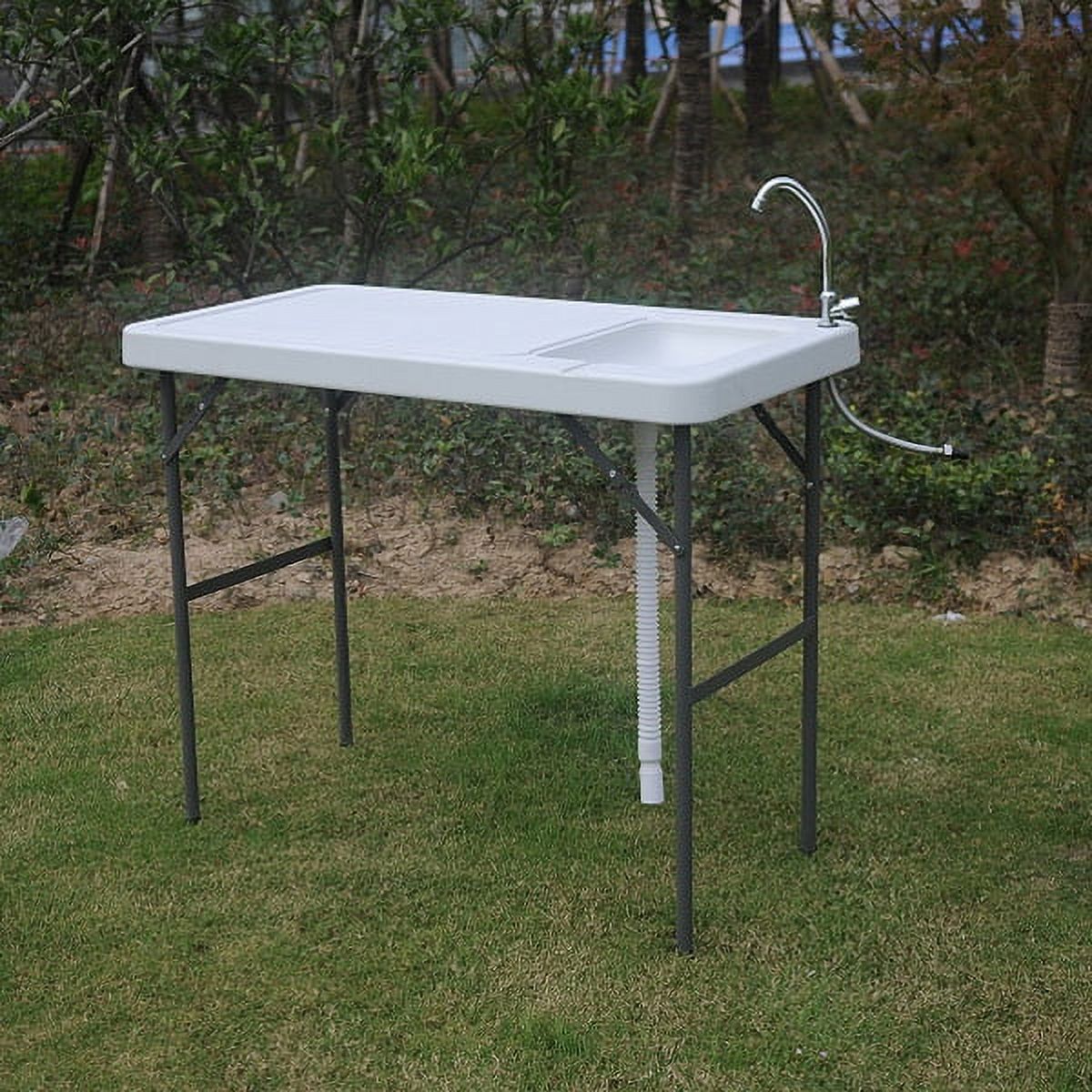 Folding Fish Cleaning Table Outdoor Camping Sink Station with Sink & Faucet Drainage Hoses