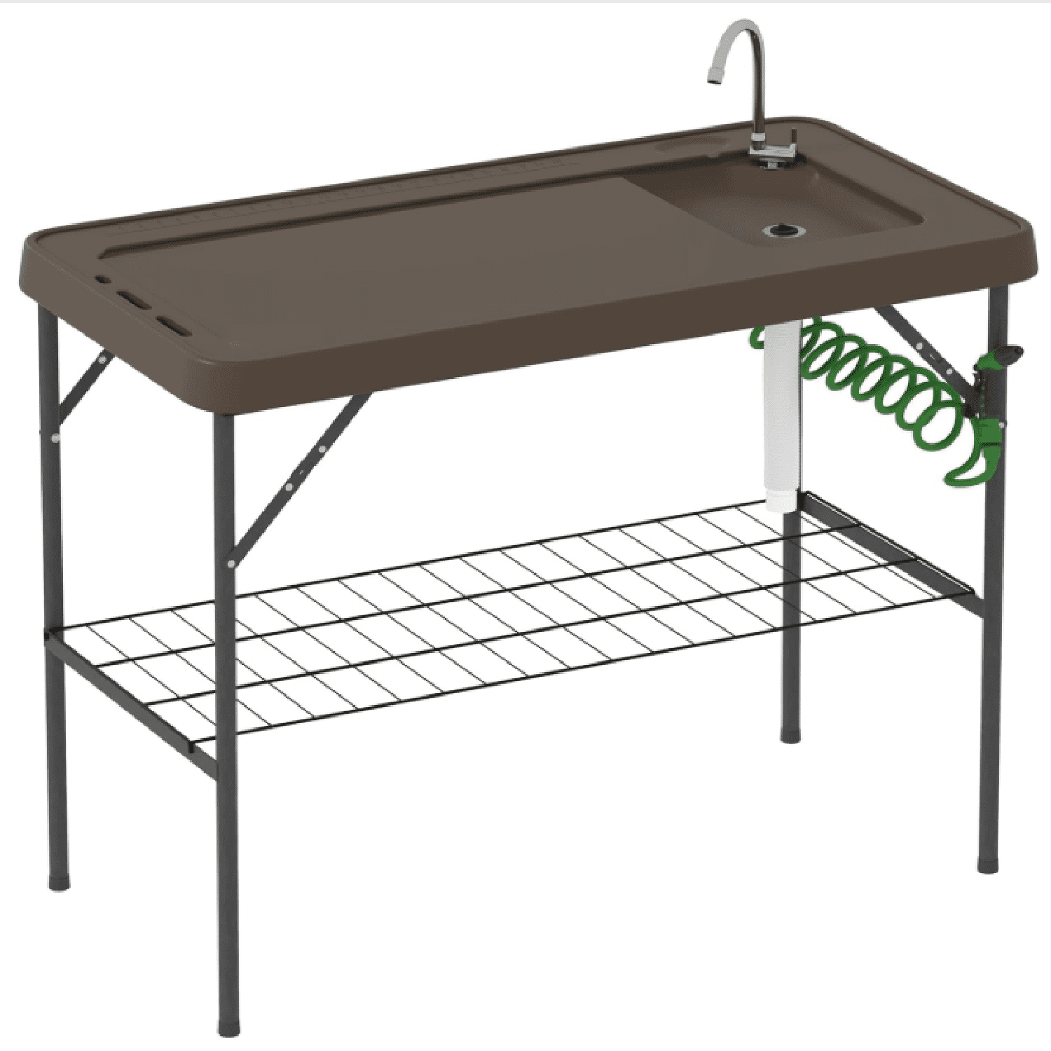 Folding Fish Cleaning Table with Sink, Portable Camping Sink Station ...