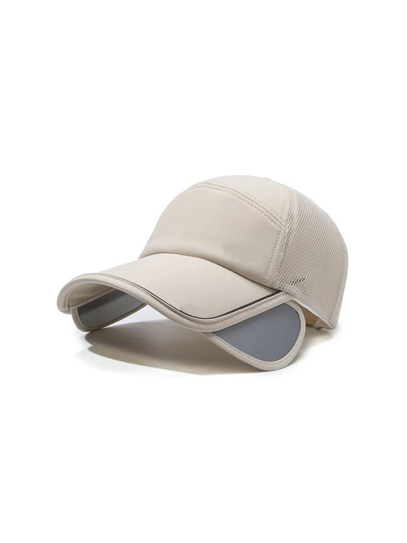Folding Fishing Baseball Cap, UPF 50+ Water Resistant Outdoor Hat for Women Men Hiking, Mesh Breathable Visor with Retractable Brim, Adjustable Sun Protection Cap for Golf, Travel, and Daily Wear