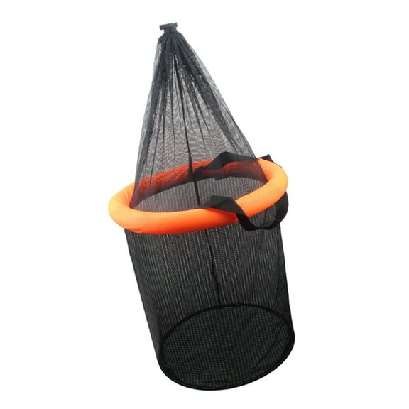 Folding Fishing Holder Bucket Live Fish Net Cage Floating Fishing Baits Basket Portable Meshes Landing Bucket Storage Ba