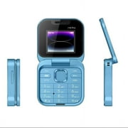 Folding Flip Phone - Dual Screen Mini Cell Phone，Large Buttons, User Friendly Design, Quick Dial, Clear Sound, High Definition Camera,2.6in Screen, 1.3MP Camera，Music Video Player，2xNano SIM(Blue)