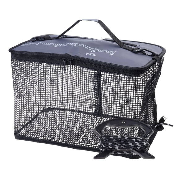 Folding Floating Fish Basket Live Fish Protector with 5M Rope Fast Drying Thickened Fishing Basket Fishing Net Cage