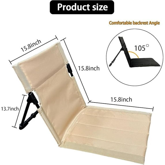 Folding Floor Chair with Backrest,Foldable Adult Flip Seat,Portable Outdoor Chair for Poolside,Adpat to Poolside,Beach,Camping and Road Trips(Beige)