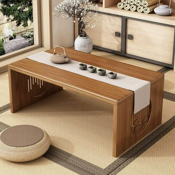 Folding Floor Coffee Table Japanese Folding Low Table for Sitting On The Floor Foldable Bamboo Coffee Table for Living Room Sitting Tea Meditation Dining Tatami 39.4 Inch