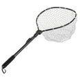 thumbnail image 1 of Folding Fly Fishing Net Fish Landing Net Trout Bass Net Soft Clear Rubber Mesh, 1 of 8