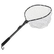 Folding Fly Fishing Net Fish Landing Net Trout Bass Net Soft Clear Rubber Mesh