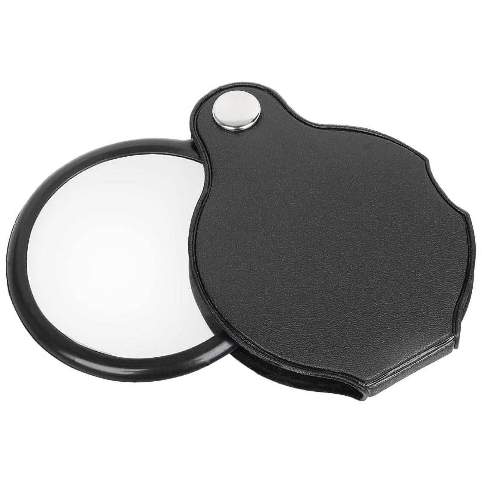 Folding Fold Pocket Magnifying Glass Magnifier Lens 3X Magnification Folding Leather Case