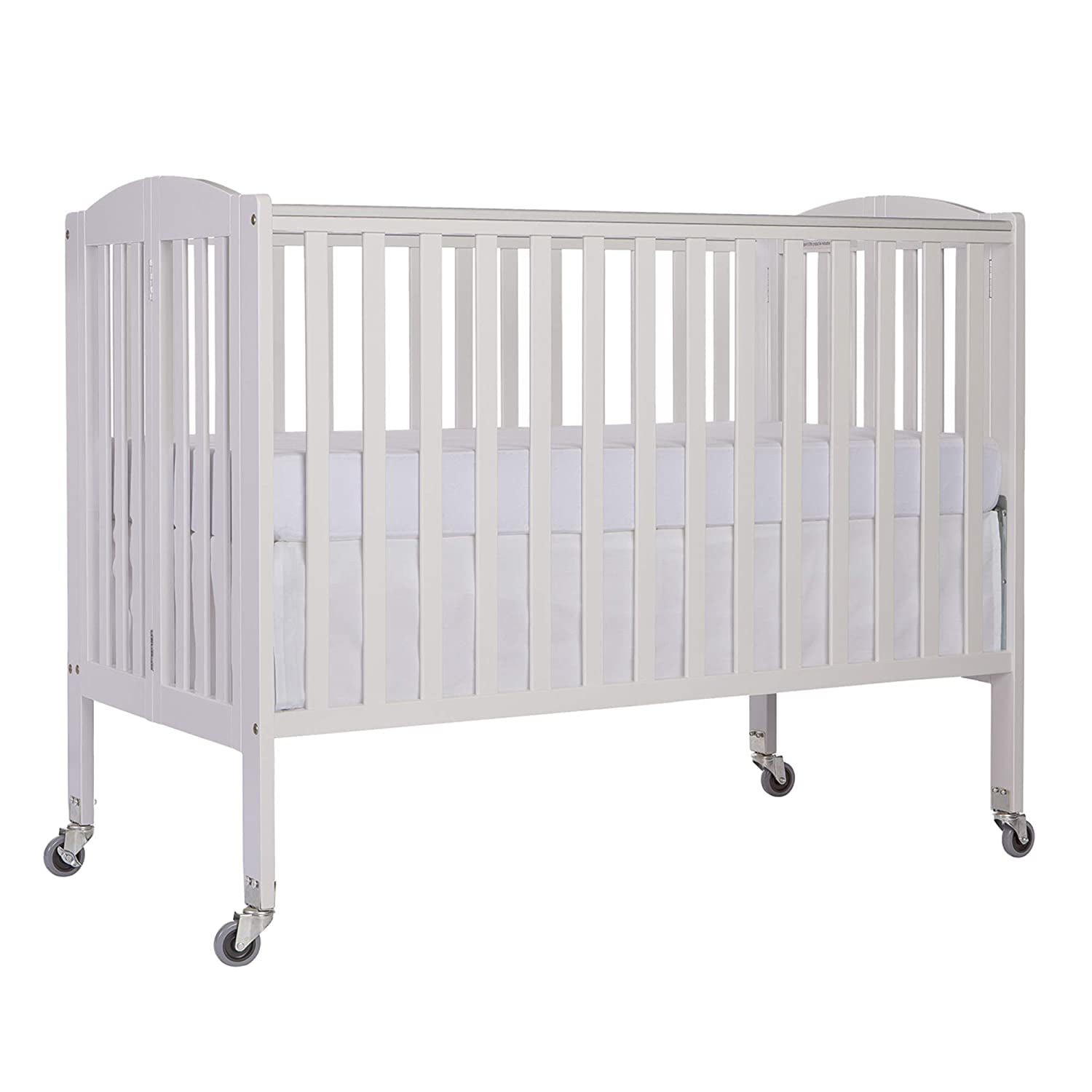 Folding Full Size Convenience Crib In Storm Grey, Two Adjustable