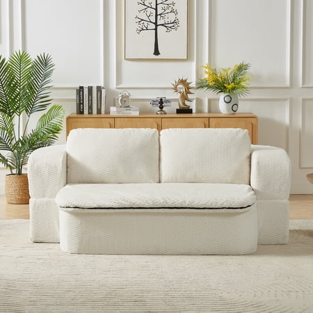 Folding Futon Sleeper Sofa - Easy-Convert Foam Couch for Bedroom or Studio Apartment