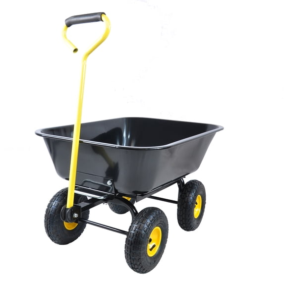 Folding Garden Carts Folding car Poly Garden dump truck with steel frame, 10 inches. Pneumatic tire, black,Outdoor Garden Carts