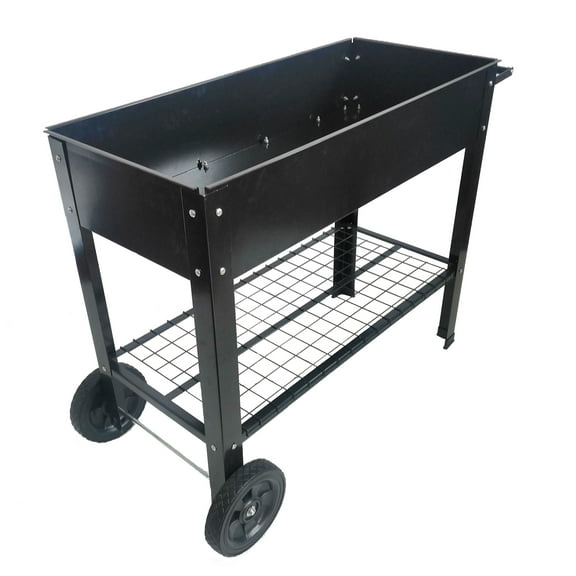 Folding Garden Carts Mobile Metal Raised Garden Bed Cart with Legs, Elevated Tall Planter Box with Wheels for Outdoor Indoors House Patio Backyard Vegetables Tomato DIY Herb Grow Black,Heavy Duty Gar