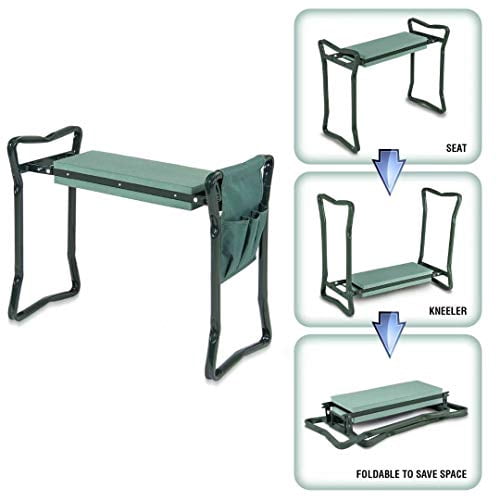 Folding Garden Kneeler and Seat with Tool Pouch Bag Thick Kneeling Pads Soft Decorative Garden Stools Workseats Portable Outdoor Foldable Kneeler Tools