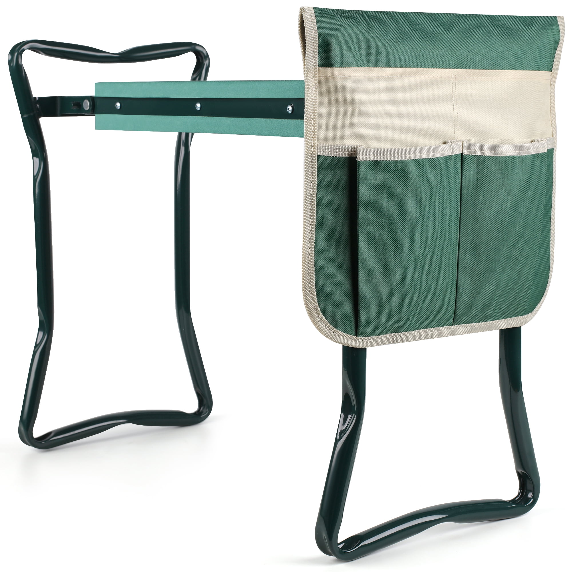 Folding Garden Kneeler and Bench Kneeling Soft Eva Pad Seat with Stool Pouch,Green
