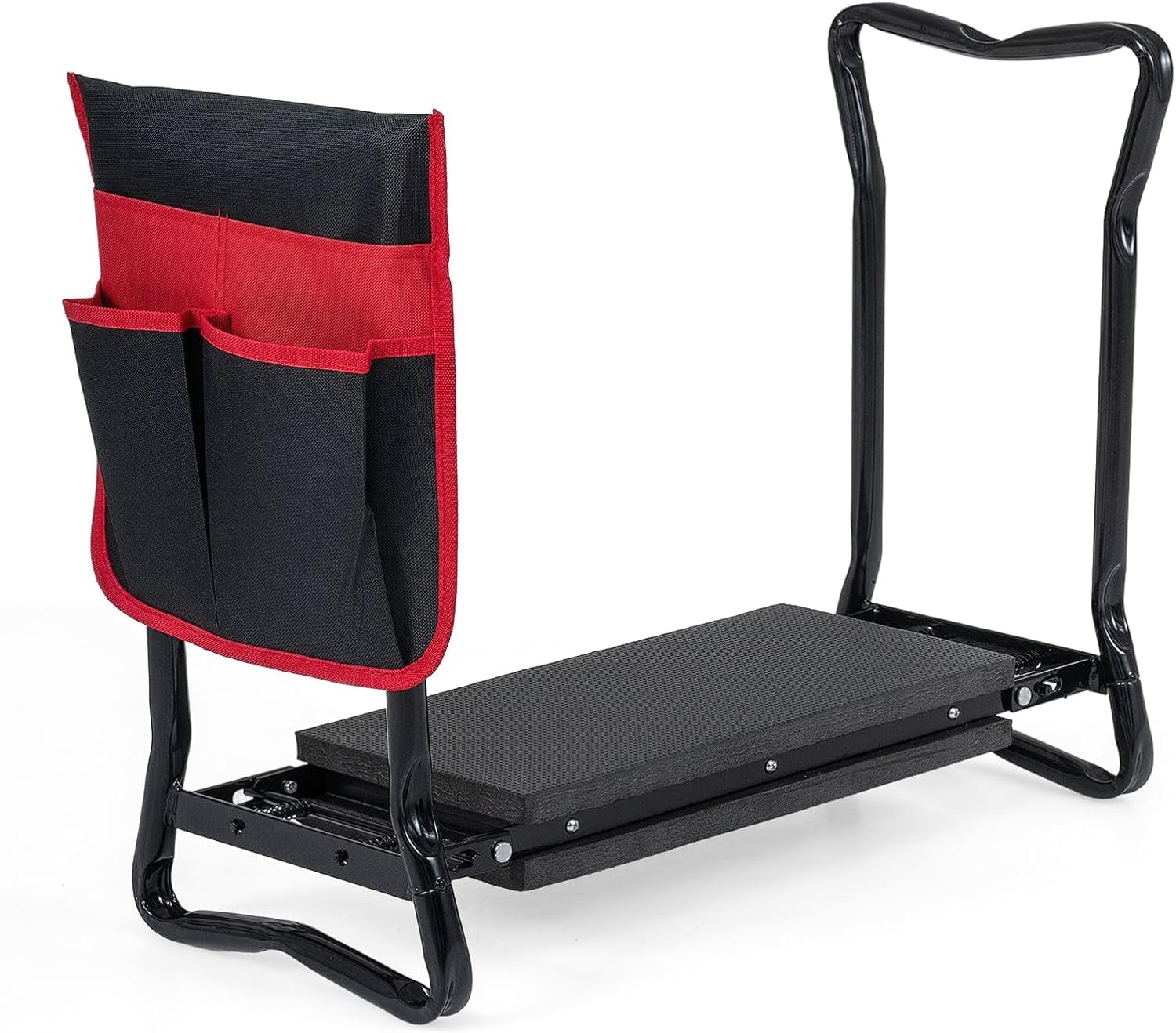 Folding Garden Kneeler and Seat with EVA Foam Pad, Tool Pouch, Sturdy Steel Frame, No Assembly Heavy Duty Portable Stool for Gardening
