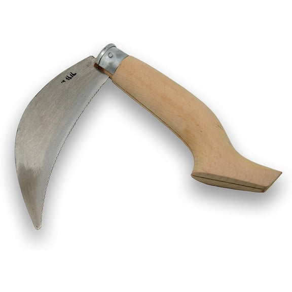 Folding Garden Sickle 12 - Manual Grass Scythe Hand Weeder Tool with Serrated Blade for Lawn and Garden Maintenance