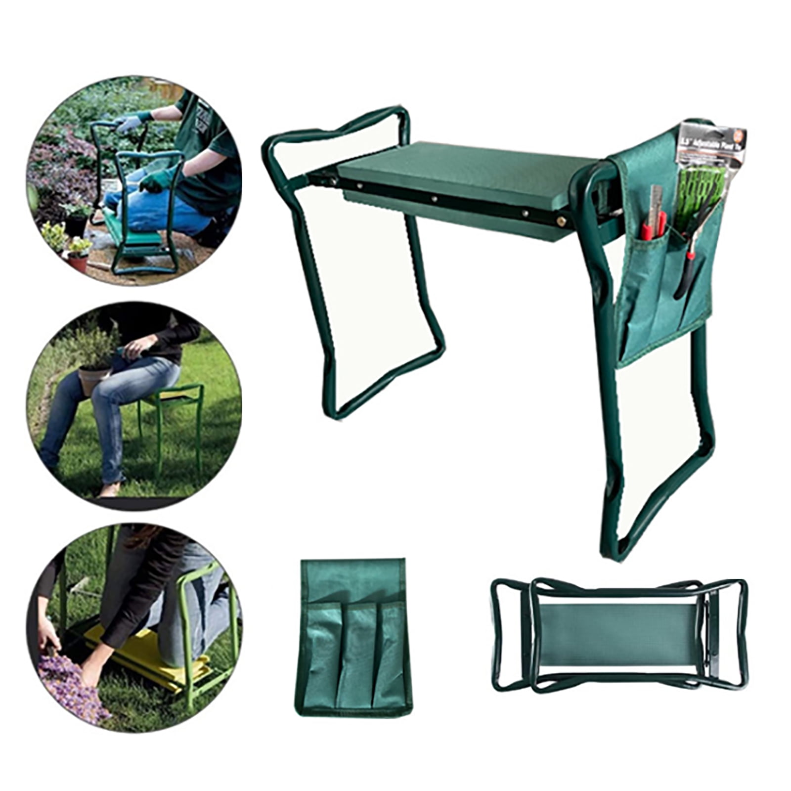 Folding Gardening Bench Kneeler ＆ Seat Garden Stools w/ Stool Pouch EVA ...