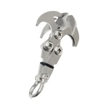 Folding Grappling Hook Multifunctional Stainless Steel Survival Outdoor Climbing Claw Carabiner Camping Gear Multitool Edc Gear (Silver)