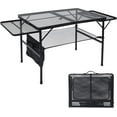 Folding Grill Table, 3x2 FT Portable Camping Table with 2 Wing Panels
