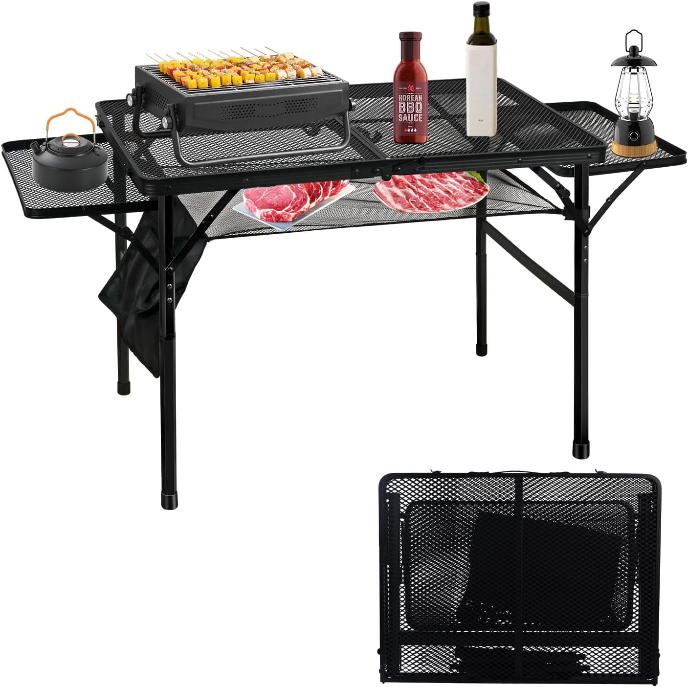 Folding Grill Table, Portable Grill Table, Outdoor Grill Table, Height ...
