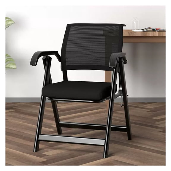 Folding Guest Reception Arm Chair Ergonomic Mesh Back Waiting Room Chairs with Lumbar Support,Metal Frame Conference Chair Guest Chair Stacking Chairs for Office