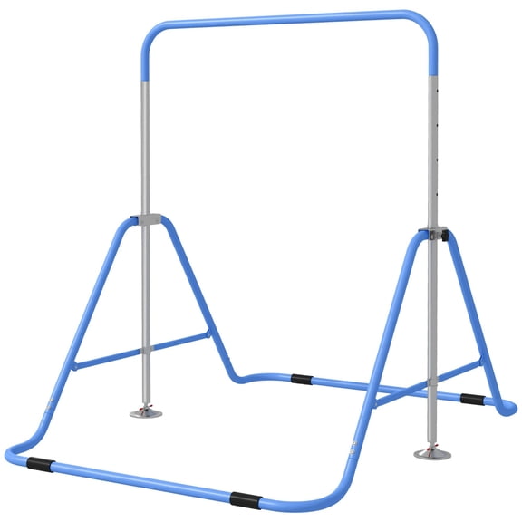 Folding Gymnastics Bar for Kids Ages 3-8, Gymnastics Bars for home, 34.8-50.6" Height, Bubble Gum Blue