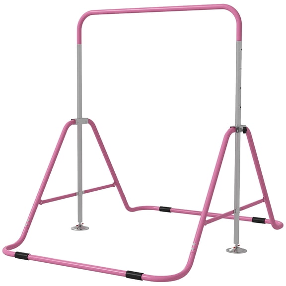 Folding Gymnastics Bar for Kids with Shock Absorption, Adjustable Gymnastics Horizontal Bar, Gymnastics Kip Bar for Home Use, Pink