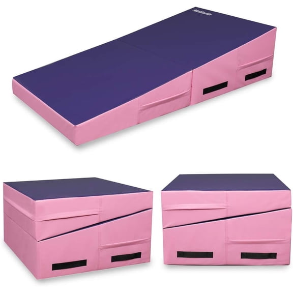 Folding Gymnastics Cheese Wedge Incline Mat, Gym Fitness Tumbling Skill Shape Mat for Kids Girls Home Training Exercise
