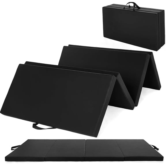 Folding Gymnastics Mat, 6x3Ft Thick Portable Exercise and Tumbling Pad for Home Gym, Pilates, Aerobics and Martial Arts Training, Four-Panel Folding Design