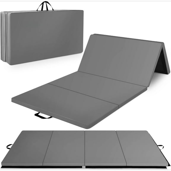 Folding Gymnastics Mat, Thick Home Gym Floor Tumbling Equipment, Pink - Portable Exercise and Workout Pad for Pilates, Aerobics, and Martial Arts Fitness Training