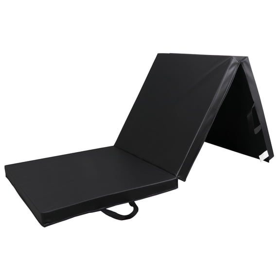 Folding Gymnastics Tumbling Mat, Extra Thick Mat with Carry Handles, for Exercise, Yoga, Fitness, Aerobics, Cardio, Black