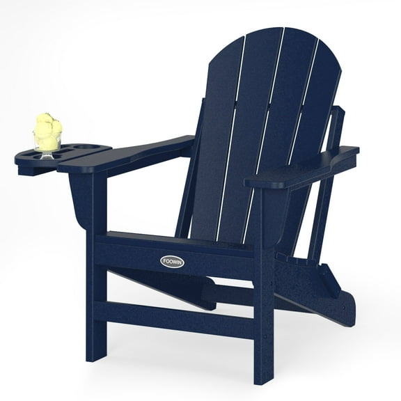 Folding HDPE Adirondack Chair with 4 in 1 Cup Holder Tray Plastic Adirondack Chairs Weather Resistant Lawn Outdoor Fire Pit Chairs