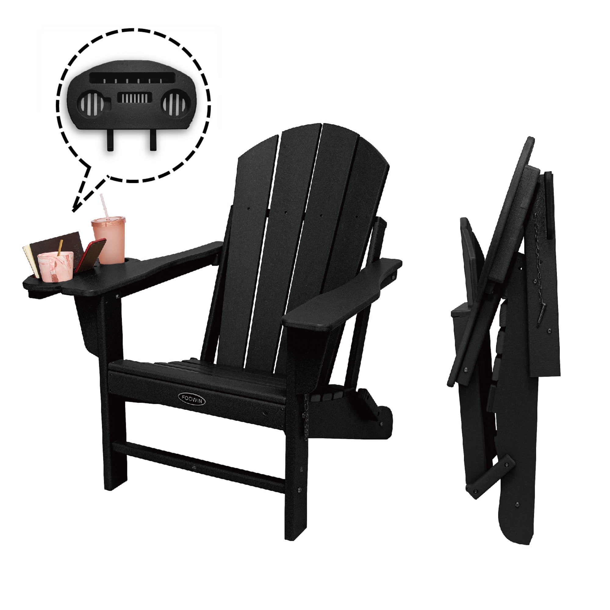 Westintrends Double Poly Foldable Plastic Outdoor Adirondack Patio Chairs Weather Resistant 2 Pcs Gray Walmart