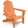 thumbnail image 1 of Folding HDPE Adirondack Chair with 4 in 1 Cup Holder Tray Plastic Adirondack Chairs Weather Resistant Lawn Outdoor Firepit Chairs, Orange, 1 of 7