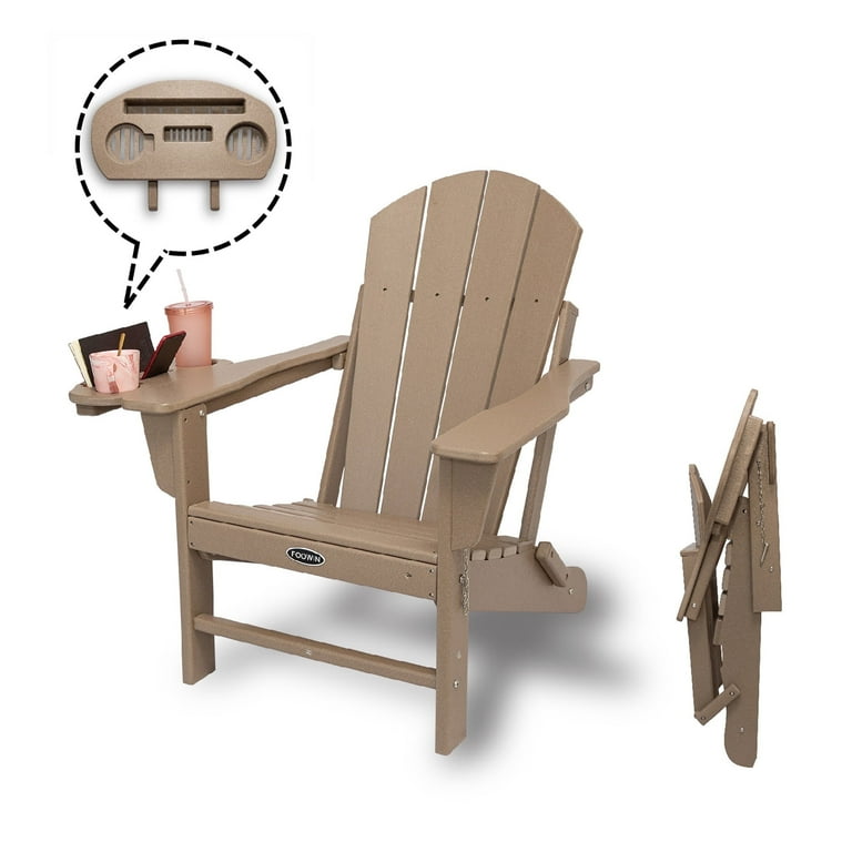 FOOWIN Folding HDPE Adirondack Chair, Durable Plastic Outdoor