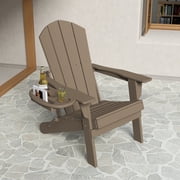 FOOWIN Folding HDPE Adirondack Chair with 4 in 1 Cup Holder Tray Plastic Adirondack Chairs Weather Resistant Lawn Outdoor Firepit Chairs