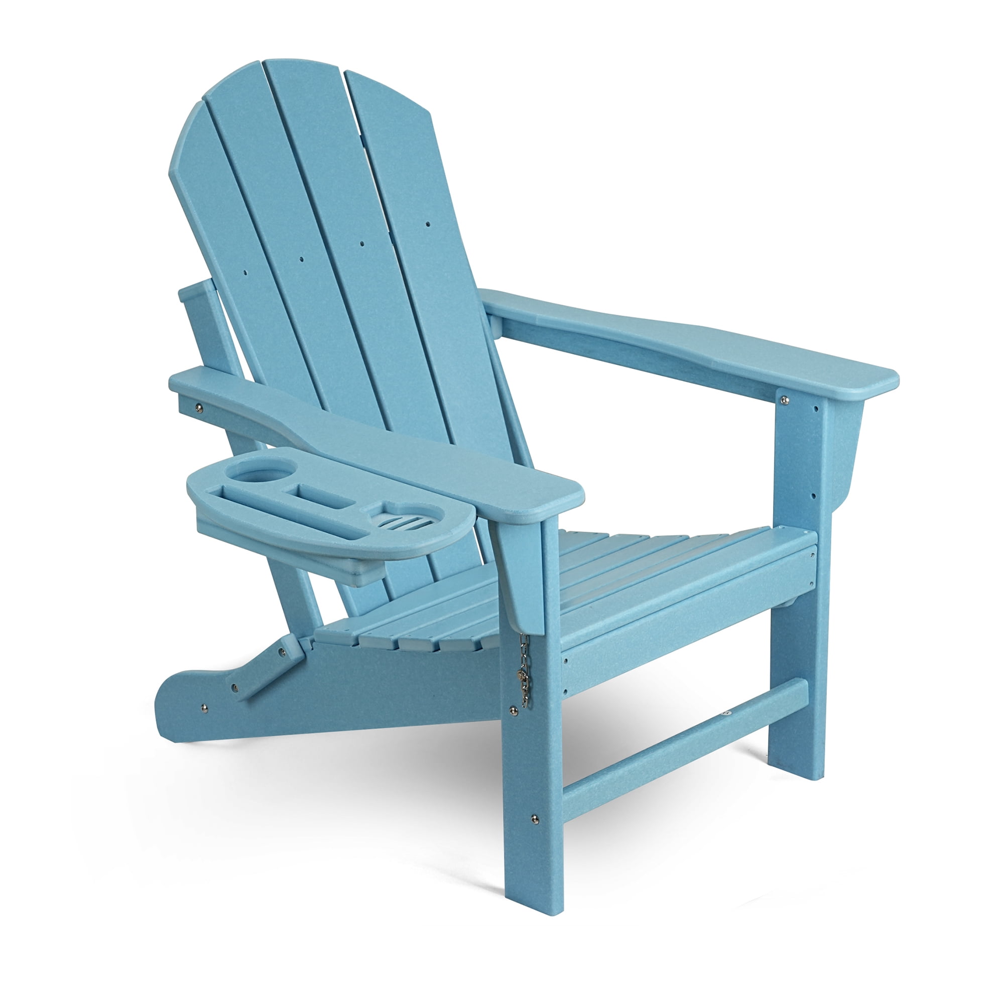 FOOWIN Comfortable Folding HDPE Adirondack Chair with 4-in-1 Cup Holder ...
