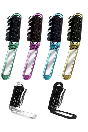 Compact Foldable Hair Brush Set with Mirror, Portable Travel Hairbrush for Men, Women, and Girls
