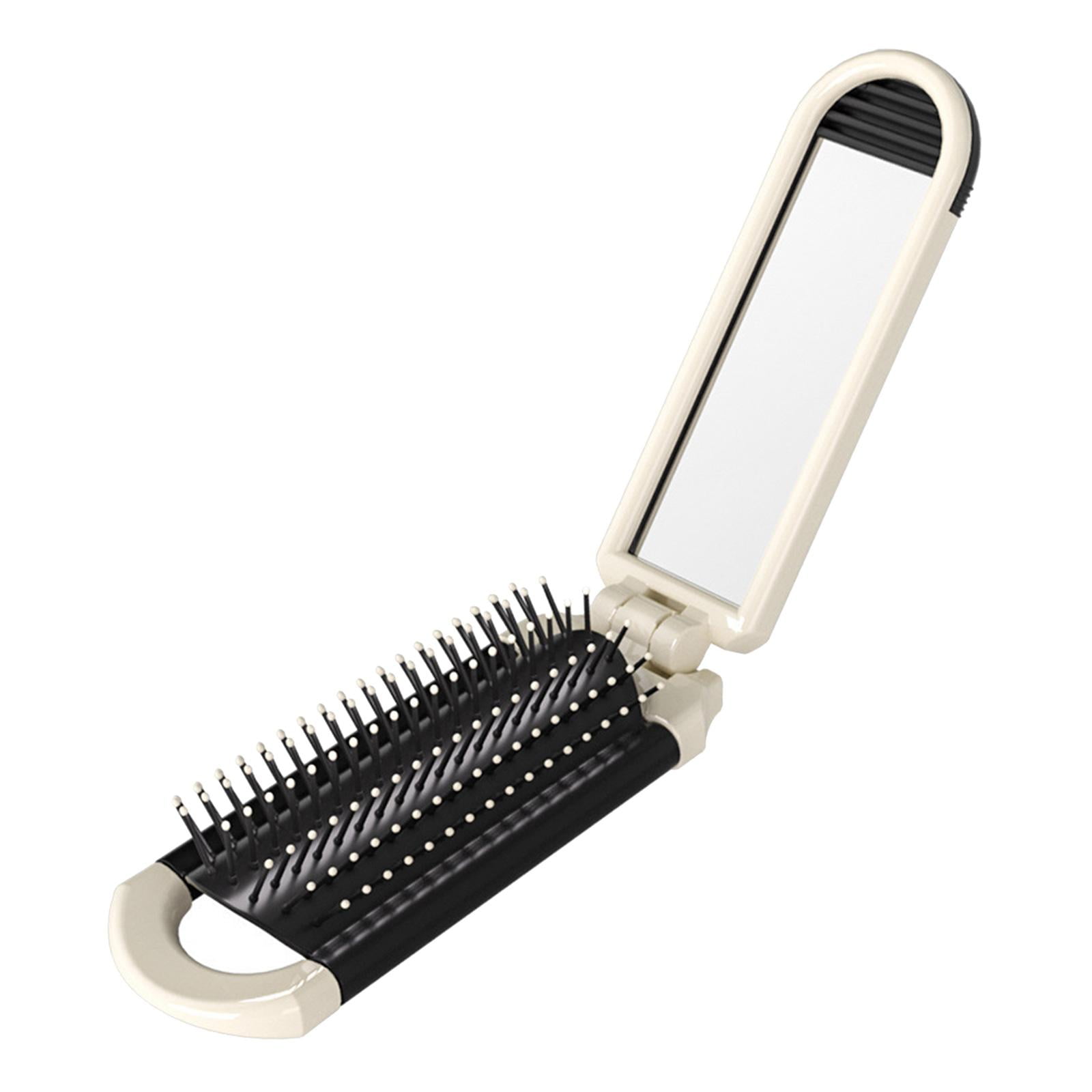 Folding Hair Brush with Makeup Mirror Mini Hair Comb Hair Styling Tool ...