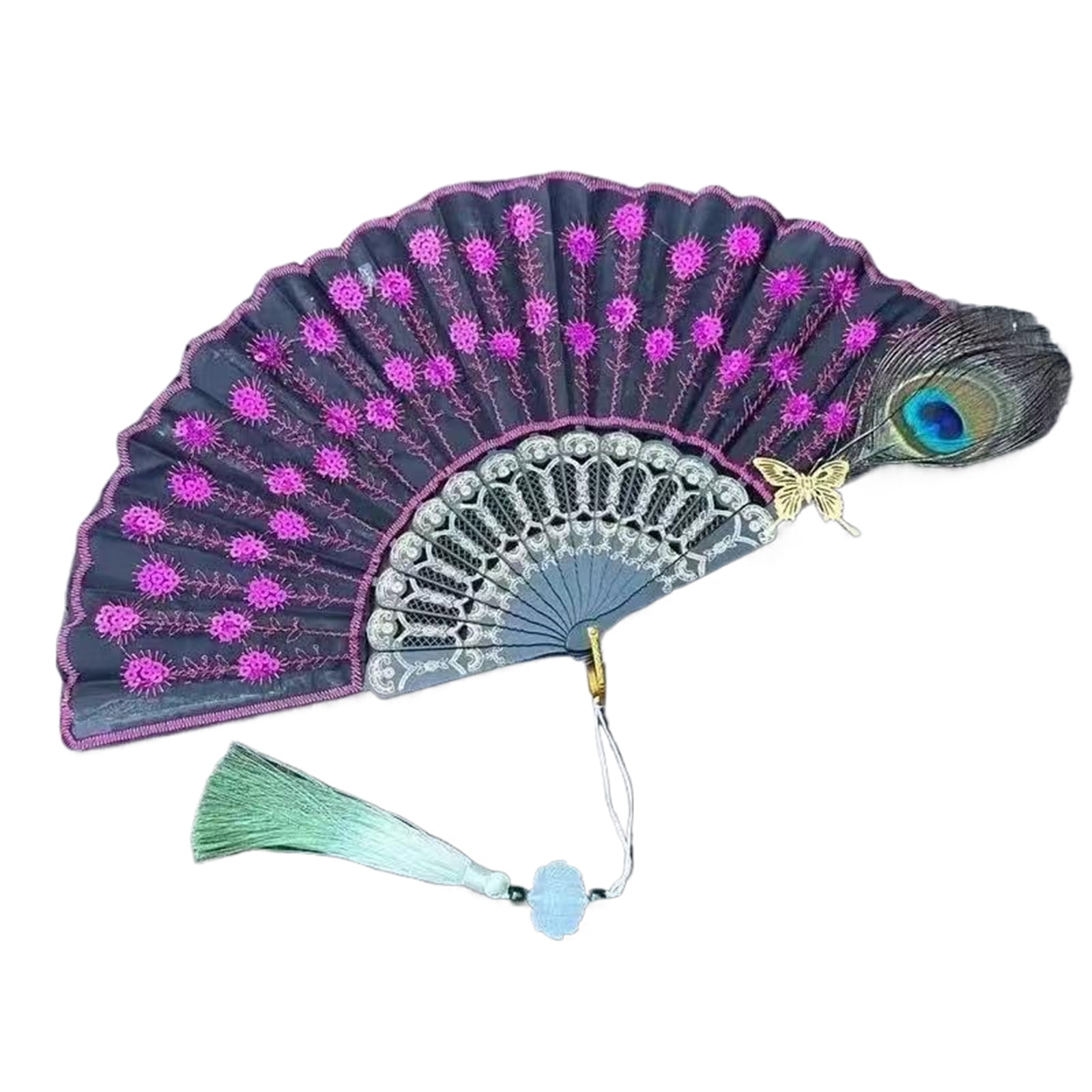 Folding Hand Fan Colorful Embroidered for Traditional Culture ...