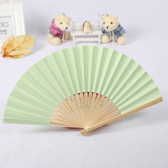 Folding Hand Fans,Bamboo Paper Fan,Portable Foldable Fan,Paper Hand Fan for Cosplay Dancing Decoration Party,for Wedding,Party,Home Decoration & Cultural Gift(Green)
