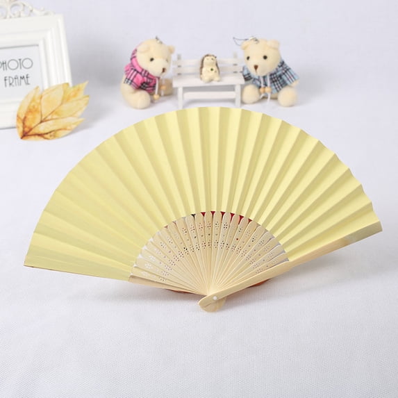 Folding Hand Fans,Bamboo Paper Fan,Portable Foldable Fan,Paper Hand Fan for Cosplay Dancing Decoration Party,for Wedding,Party,Home Decoration & Cultural Gift(Beige)