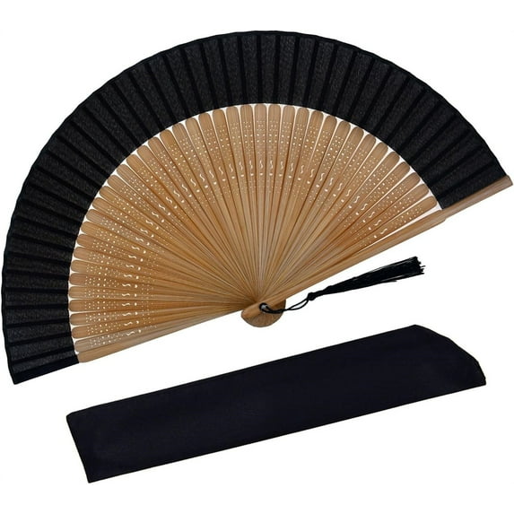 Folding Hand Held Bamboo Silk Fan,Hand Holding Fan,Charming Elegant Vintage Bamboo Fan for Party,Gifts,Wedding,Handheld Fans for Wall Decoration and Performance,8.3 in